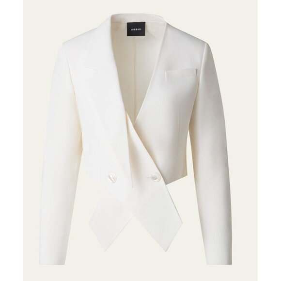 AKRIS Amie Short Wool Double-Face Jacket Blazer Vanilla White Size 4 $3,490 - Picture 1 of 5